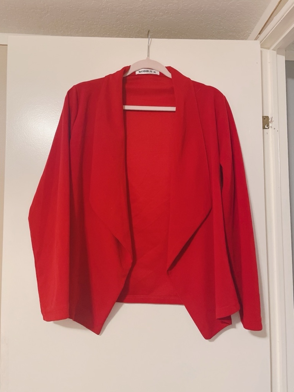 Wdoblju Red Open Front Blazer Size XL